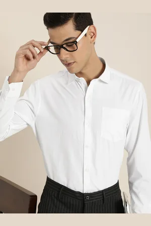 Invictus Men White Solid Slim Fit Estilo Casual Shirt