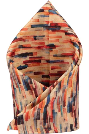 The Tie Hub Men Orange & Black Printed Cotton Pocket Squares