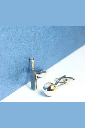 Tossido Men Silver Embellished Round Cufflinks