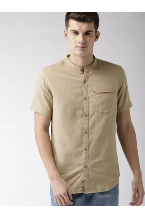 Highlander Men Beige Slim Fit Casual Shirt