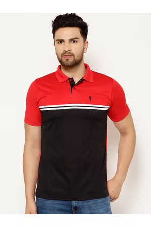 EPPE Men Red Colourblocked Polo Collar T-shirt