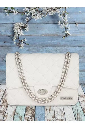 FLYING BERRY White PU Structured Sling Bag with Quilted