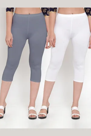 Jinfo Women Pack Of 2 White & Grey Capris