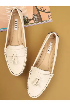 Elle Women Beige Tassd Casual Loafers