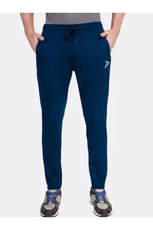FITINC Men Blue Solid Slim-Fit Antimicrobial Track Pants