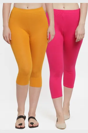 Jinfo Women Set Of 2 Pink & Magenta Solid Cotton Capris