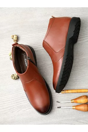 John Karsun Men Tan Mid Top Flat Boots