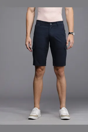 WROGN Men Navy Blue Solid Mid Rise Casual Shorts
