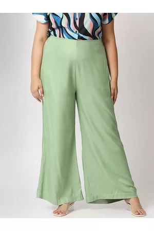 20Dresses Women Plus Size Green Flared High-Rise Wide Legged Pant
