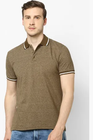 Celio Men Olive Green Self Design Polo Collar T-shirt