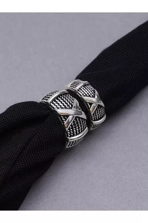 karatcart Set Of 2 Silver-Plated Adjustable Couple Rings