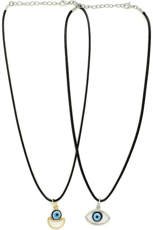 EL REGALO Women Blue & Silver-Toned Set Of 2 Evil Eye Necklace