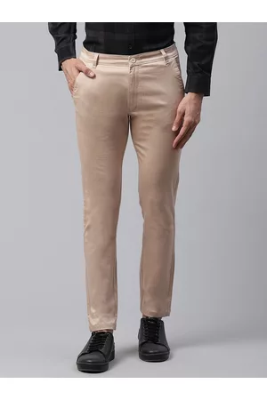 DENNISON Men Beige Smart Skinny Fit Solid Chinos