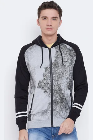 Duke Men Grey Printed Hooded Sweatshirt