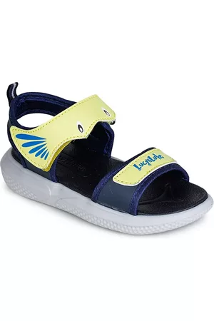 Liberty Kids Yellow & Black Printed Sports Sandal