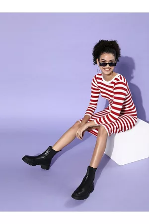 Sassafras Women Gorgeous Red Striped Bodycon Dress