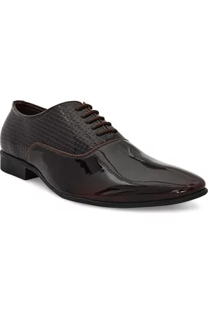 San Frissco Men Brown Woven Design Derby Formal Shoes