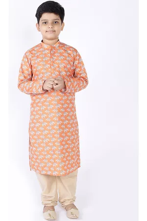 TABARD Boys Orange Ethnic Motifs Printed Kurta