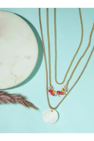 DEEBACO Rose Gold & White Rose Gold-Plated Antique Necklace