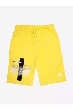 KiddoPanti Boys Yellow Sports Pure Cotton Shorts