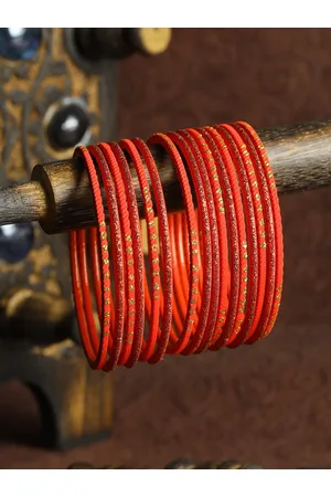 Priyaasi Set Of 24 Red Embellished Bangles