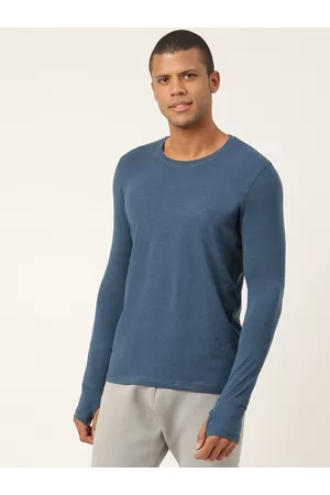 FREECULTR Men Blue Solid Anti Microbial Lounge T-Shirts