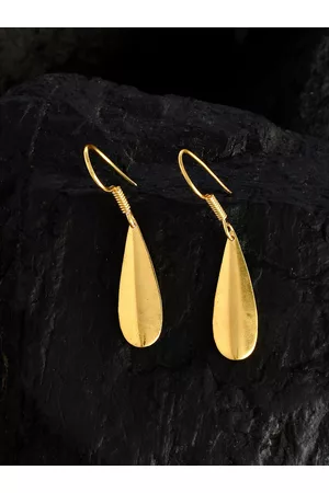 Silvermerc Designs Gold-Toned Leaf Shaped Drop Earrings