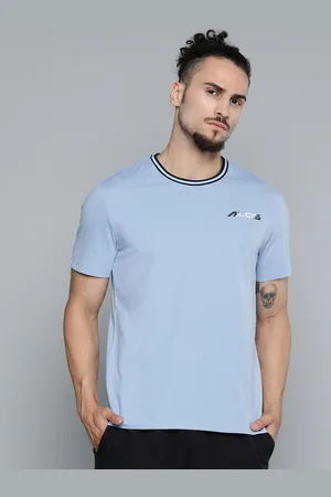 Alcis Men Blue Solid Slim Fit Gym T-shirt