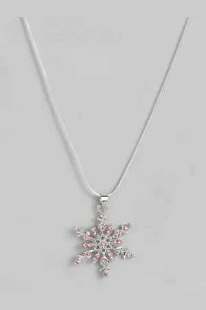 EL REGALO Women Pink & Silver-Toned Snow- Flake-Necklace Chain