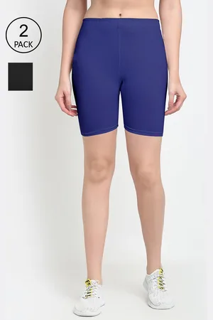 GRACIT Women Pack of 2 Black & Blue Cycling Shorts