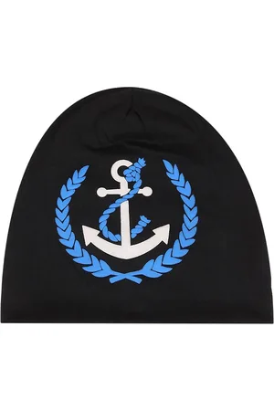 iSWEVEN Unisex Black & White Cotton Printed Beanie