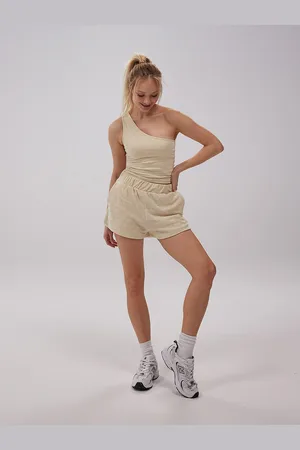 NA-KD Beige Solid One Shoulder Top