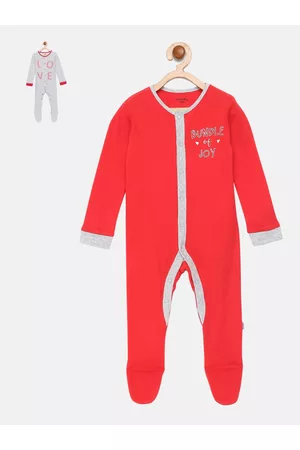mackly Infant Girls Pack Of 2 Printed 100% Cotton Sleepsuits
