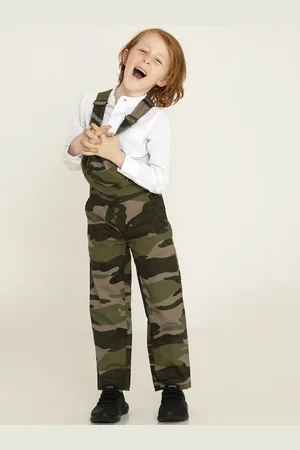 Cherry Crumble Kids Green Camouflage Printed Dungaree