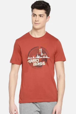 dollar Men Red Typography Printed Applique T-shirt