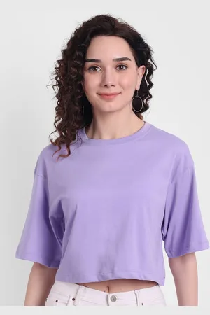 Color Capital Women Lavender Drop-Shoulder Sleeves Boxy T-shirt