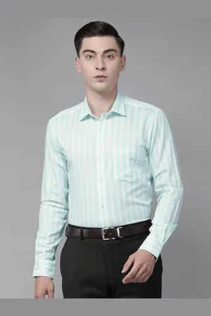 Park Avenue Men Blue & White Slim Fit Striped Pure Cotton Formal Shirt