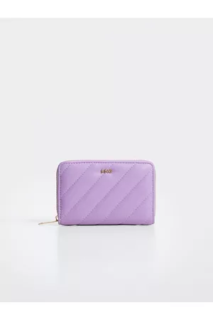 MANGO Women Wallets & Card Holders - Women Lavender Quilted Design Zip Around Wallet