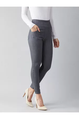 DOLCE CRUDO Women Grey Solid Skinny-Fit Denim Jeggings