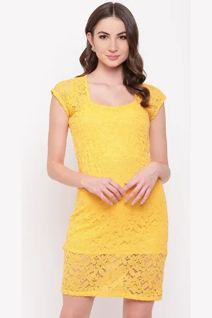 Mayra Women Yellow Self Design Sheath Dress