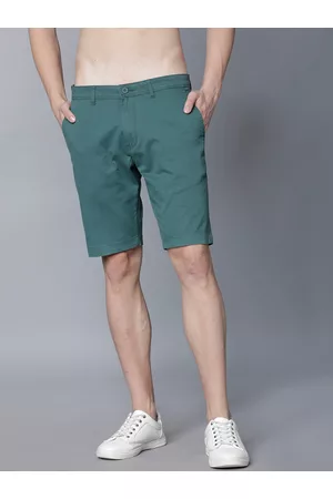 Highlander Men Teal Green Solid Slim Fit Chino Shorts