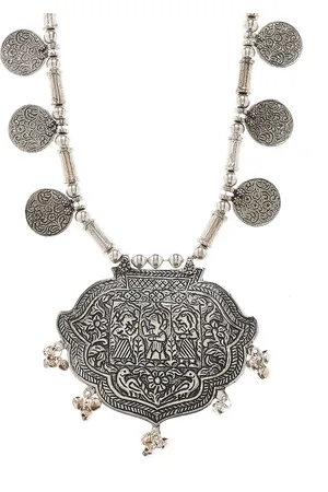Bamboo Tree Jewels Oxidized Silver-Toned Handcrafted Necklace