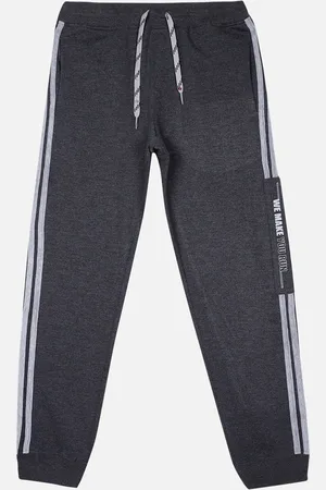 PROTEENS Boys Grey Melange Solid Antiviral & Antibacterial Protected Straight-Fit Joggers