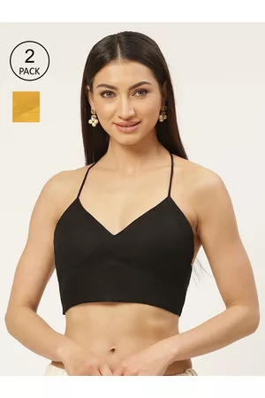 Molcha Women Pack Of 2 Solid Cotton Saree Blouses