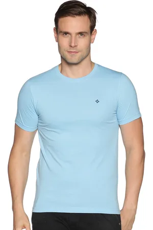 dollar Men Blue Solid Regular-Fit Cotton T-shirt