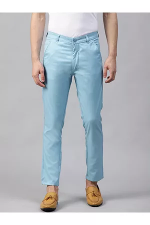 DENNISON Men Blue Smart Tapered Fit Solid Chinos