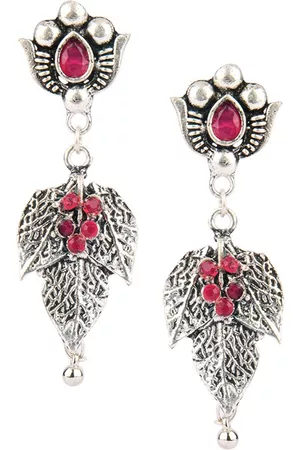 DESI COLOUR Silver-Toned Contemporary Drop Earrings