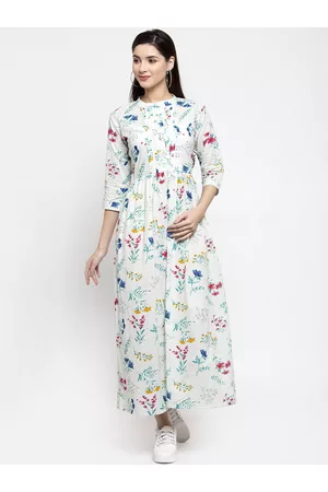 INDIBELLE Women White Printed Maxi Dress
