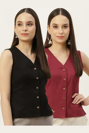 Molcha Women Pack Of 2 Solid Cotton Long Saree Blouse