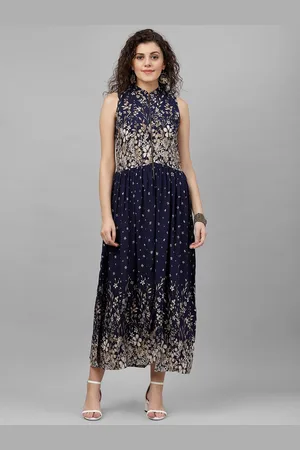 Gipsy Women Navy Blue Printed Maxi Dress